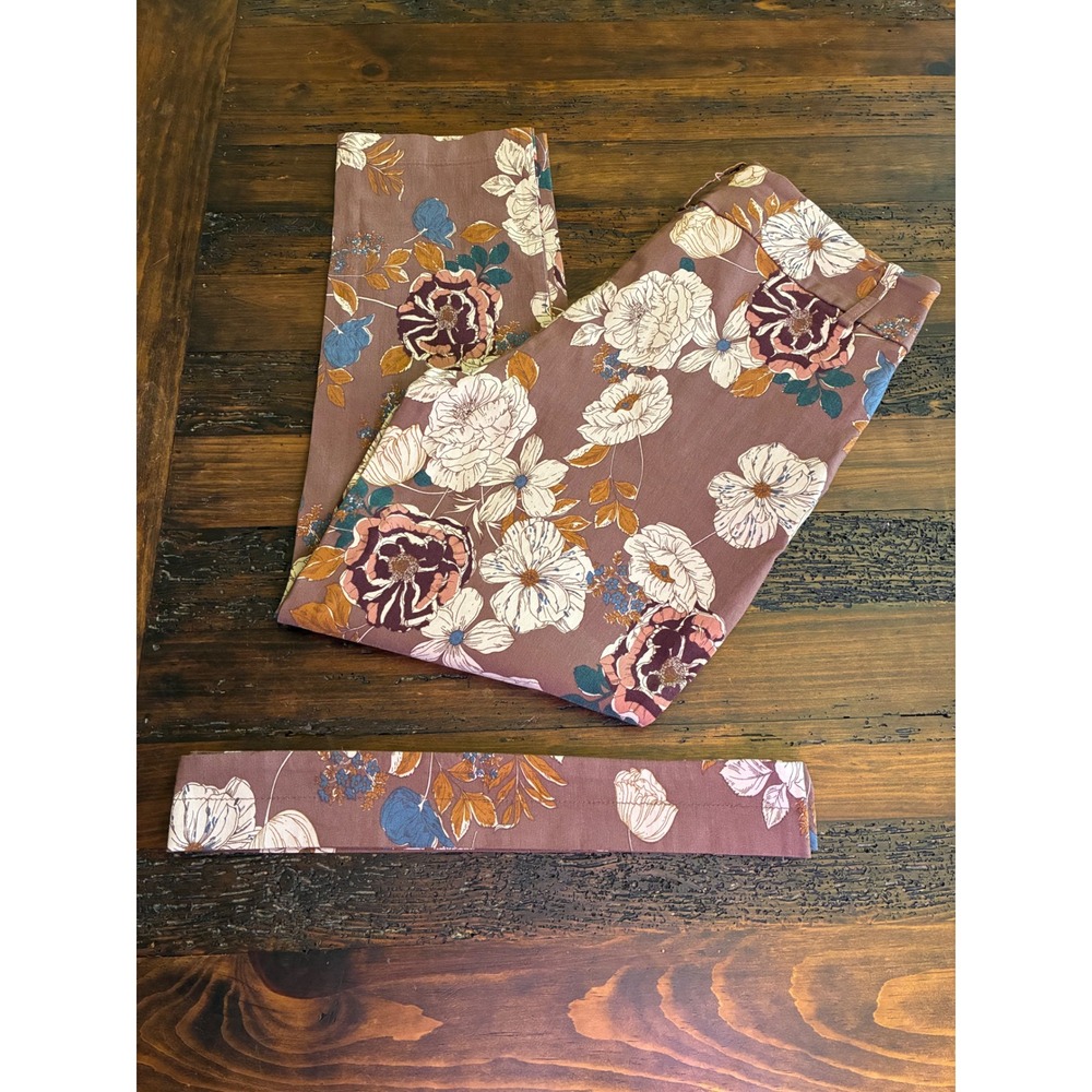 Jules & Leopold Cropped Floral Belted Pants Women's Medium Feminine Preppy Cute - Picture 2 of 4